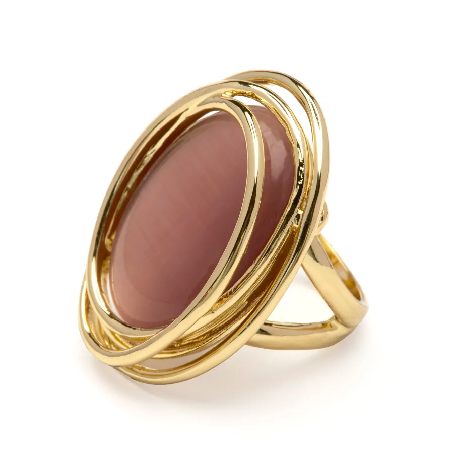 Anillo de Ojo de Gato Marron acabado en oro amarillo de 18k - Tijahu