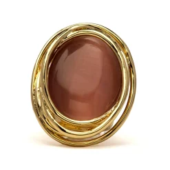 Anillo de Ojo de Gato Marron acabado en oro amarillo de 18k - Tijahu