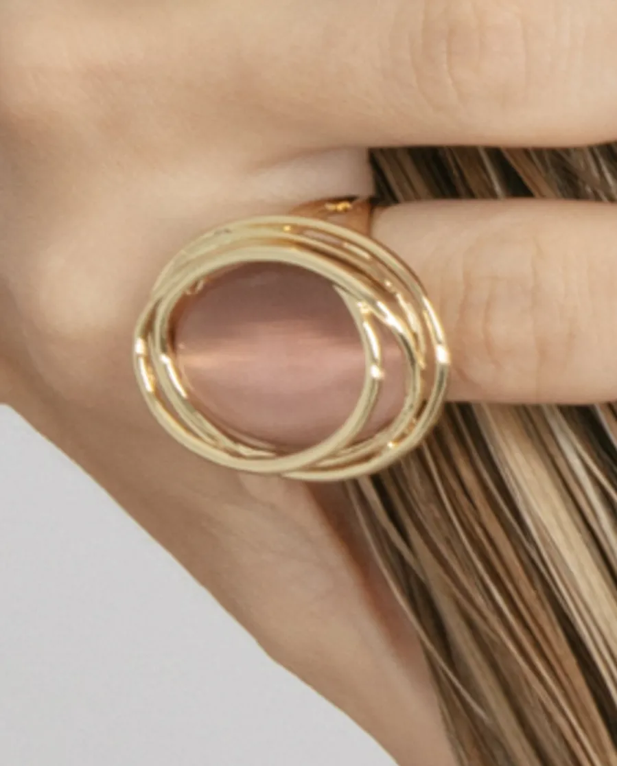 Anillo de Ojo de Gato Marron acabado en oro amarillo de 18k - Tijahu