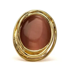 Anillo de Ojo de Gato Marron acabado en oro amarillo de 18k - Tijahu