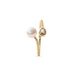 Anillo de Perla Blanca acabado en oro amarillo de 18k - Tian