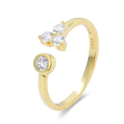 Anillo de Plata de Ley 925 con Circonita Brillante acabado en oro amarillo 18K - Tilen