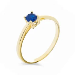 Anillo de Plata de Ley 925 con Cuarzo Hidrotermal Lapislazuli acabado en oro amarillo 18K - Otieno