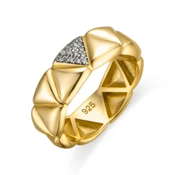 Anillo de Plata de Ley 925 y Circonita Brillante acabado oro amarillo de 18k - Imwa
