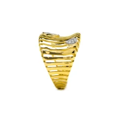 Anillo de Plata de Ley 925 y Circonita Brillante acabado oro amarillo de 18k - Samon