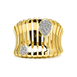 Anillo de Plata de Ley 925 y Circonita Brillante acabado oro amarillo de 18k - Samon