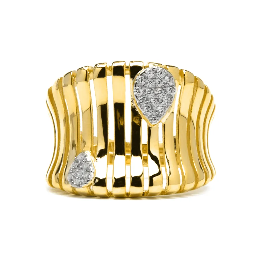 Anillo de Plata de Ley 925 y Circonita Brillante acabado oro amarillo de 18k - Samon
