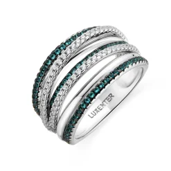 Anillo de Plata de Ley 925 y Cuarzo Hidrotermal Verde Paraiba acabado rodio - Atyra