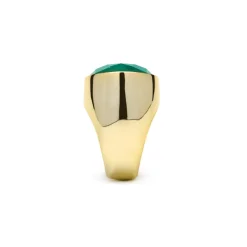 Anillo de Plata de Ley 925 y Circonita Verde acabado oro amarillo de 18k - Jadir