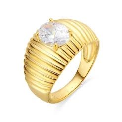 Anillo de Plata de Ley 925 y Circonita Brillante acabado oro amarillo de 18k - Metri
