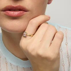 Anillo de Plata de Ley 925 y Circonita Rubí acabado oro amarillo de 18k - Mezay