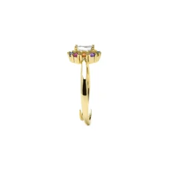 Anillo de Plata de Ley 925 y Circonita Rubí acabado oro amarillo de 18k - Mezay