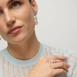 Anillo de Plata de Ley 925 y Cuarzo Hidrotermal Amatista acabado rodio - Larec