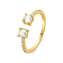 Anillo de Plata de Ley 925 y Circonita Brillante acabado en oro amarillo 18K - Kaio