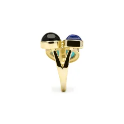 Anillo de Plata de Ley 925 y Cuarzo Hidrotermal Verde Paraiba acabado oro amarillo de 18k - Miya