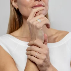 Anillo de Plata de Ley 925 y Circonita Zafiro acabado en rodio - Ontary