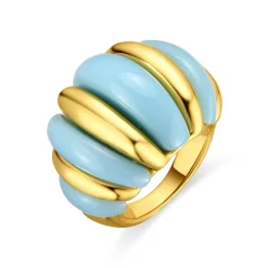 Anillo Rawil de Resina Azul acabado oro amarillo de 18k