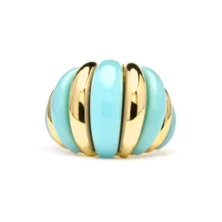 Anillo Rawil de Resina Azul acabado oro amarillo de 18k