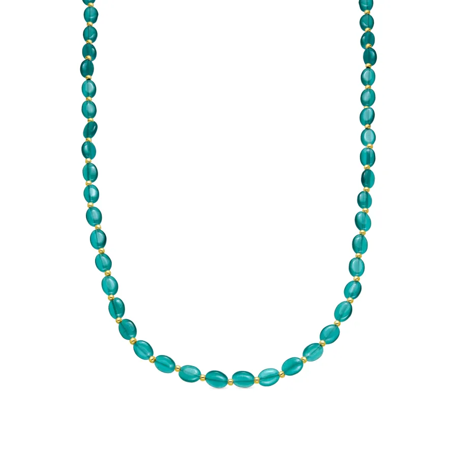 Collar acabado oro amarillo de 18k y Ojo de Gato Verde - Gorai