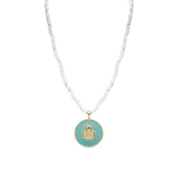 Collar acabado oro amarillo de 18k y Madreperla Blanca - Adea