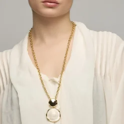 Collar acabado oro amarillo de 18k y Lacado Blanco - Talorzi