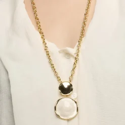 Collar acabado oro amarillo de 18k y Lacado Blanco - Talorzi