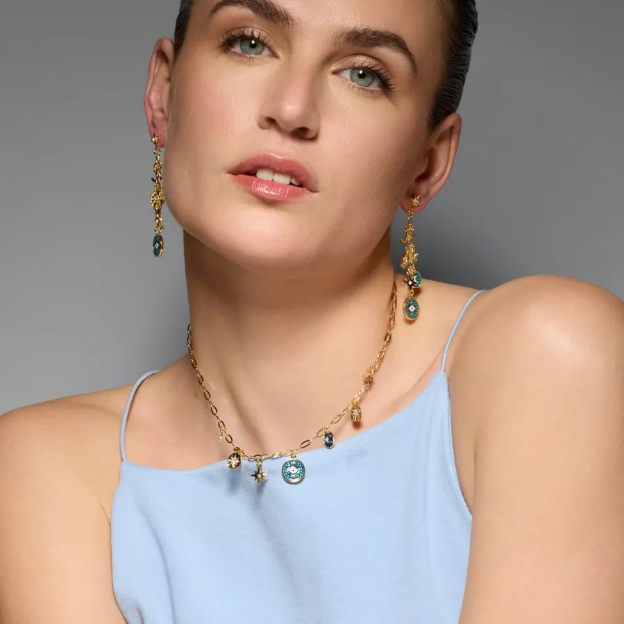 Collar acabado oro amarillo de 18k y Resina Azul - Wiwik