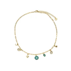 Collar acabado oro amarillo de 18k y Resina Azul - Wiwik