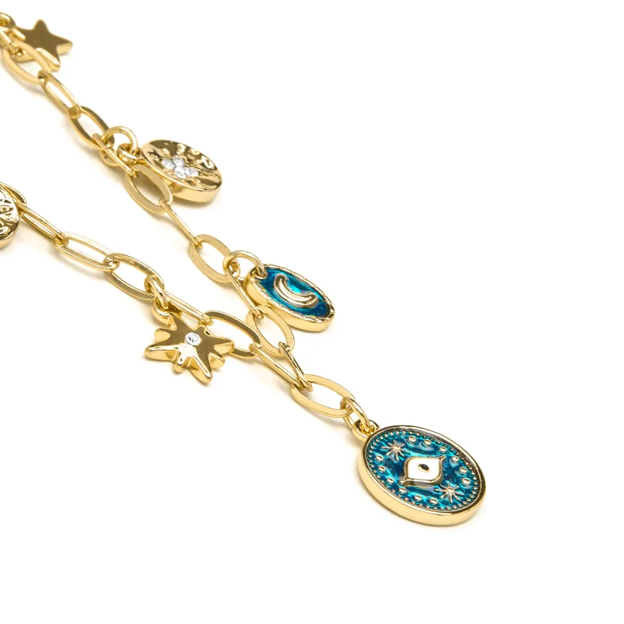 Collar acabado oro amarillo de 18k y Resina Azul - Wiwik
