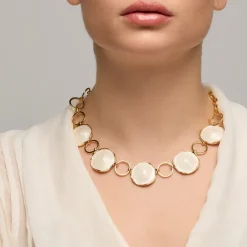 Collar acabado oro amarillo de 18k y Lacado Blanco - Huldio