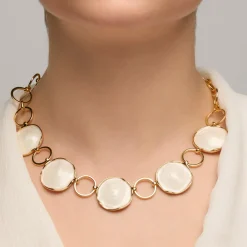 Collar acabado oro amarillo de 18k y Lacado Blanco - Huldio