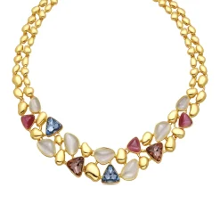 Collar acabado oro amarillo de 18k y Cristal Multicolor - Naxmo