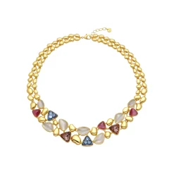 Collar acabado oro amarillo de 18k y Cristal Multicolor - Naxmo