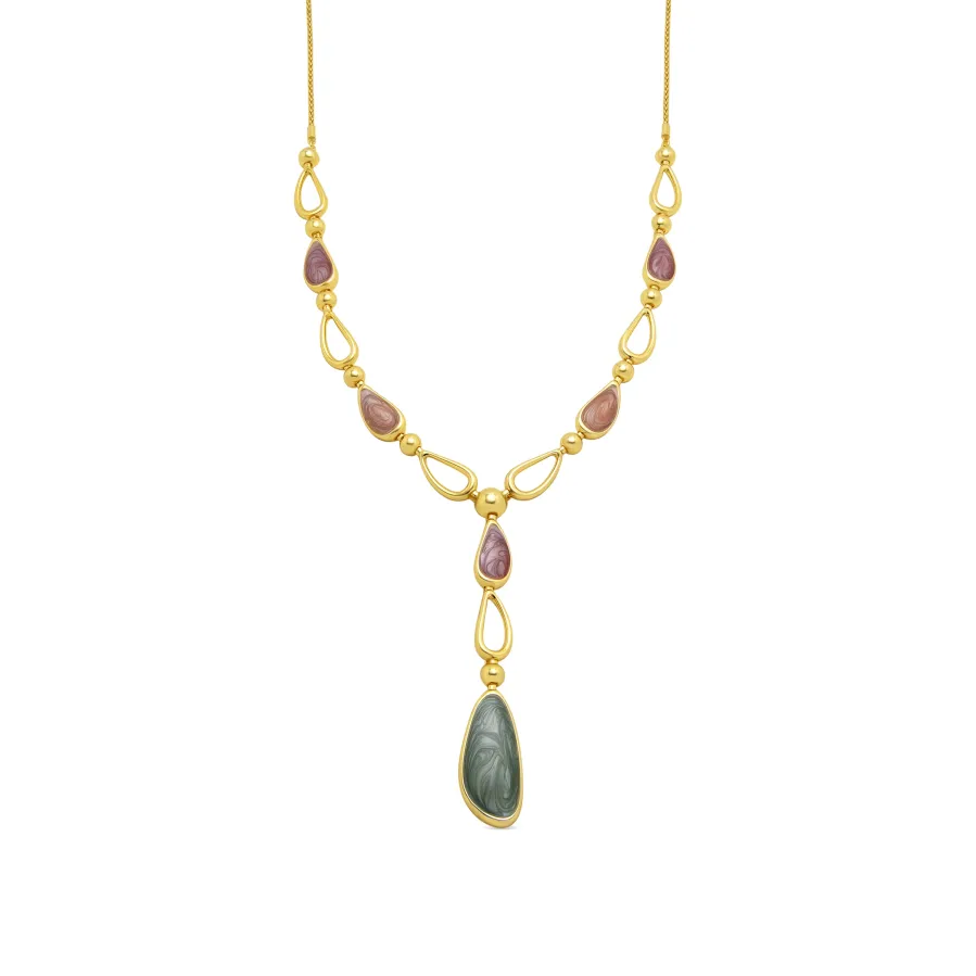 Collar acabado oro amarillo de 18k y Lacado Verde - Bolhy