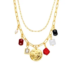 Collar acabado oro amarillo de 18k y Coral - Lyho