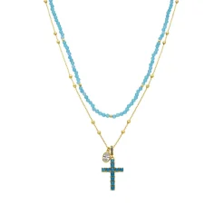 Collar acabado oro amarillo de 18k y Turquesa - Greril