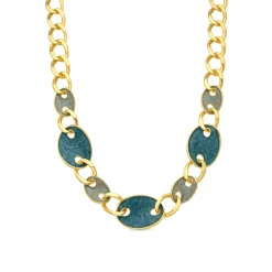 Collar acabado oro amarillo de 18k y Lacado Azul - Makan