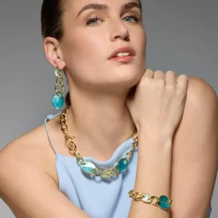 Collar acabado oro amarillo de 18k y Lacado Azul - Makan