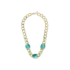 Collar acabado oro amarillo de 18k y Lacado Azul - Makan