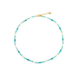 Collar acabado oro amarillo de 18k y Amazonita - Kico