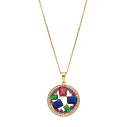 Collar acabado oro amarillo de 18k y Circonita Multicolor - Auope