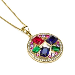 Collar acabado oro amarillo de 18k y Circonita Multicolor - Auope