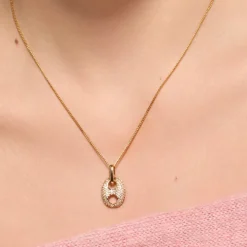 Collar acabado oro amarillo de 18k y Circonita Brillante - Dim