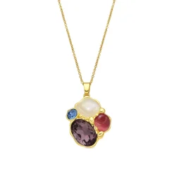Collar acabado oro amarillo de 18k y Cristal Morado - Nedla
