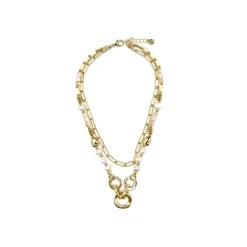 Collar acabado oro amarillo de 18k y Perla Blanca - Diriki