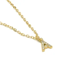 Collar con Circonita Brillante acabado oro 18k - Alphabet