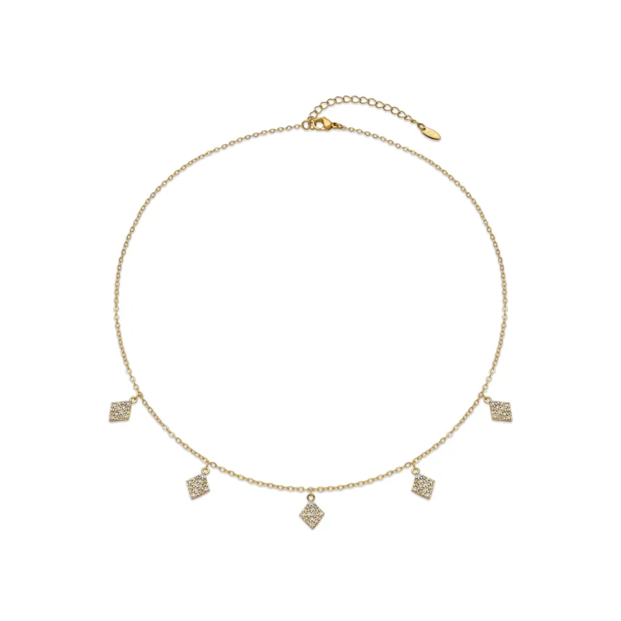 Collar con Circonita Brillante acabado oro 18k - Tingi