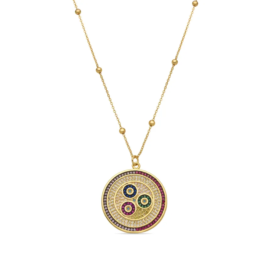 Collar con Circonita Multicolor acabado oro 18k - Purma