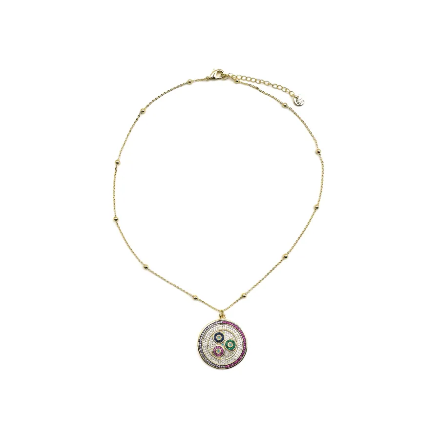 Collar con Circonita Multicolor acabado oro 18k - Purma
