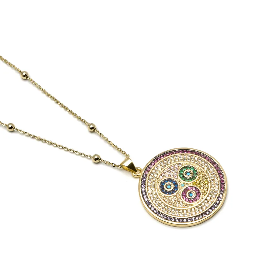 Collar con Circonita Multicolor acabado oro 18k - Purma